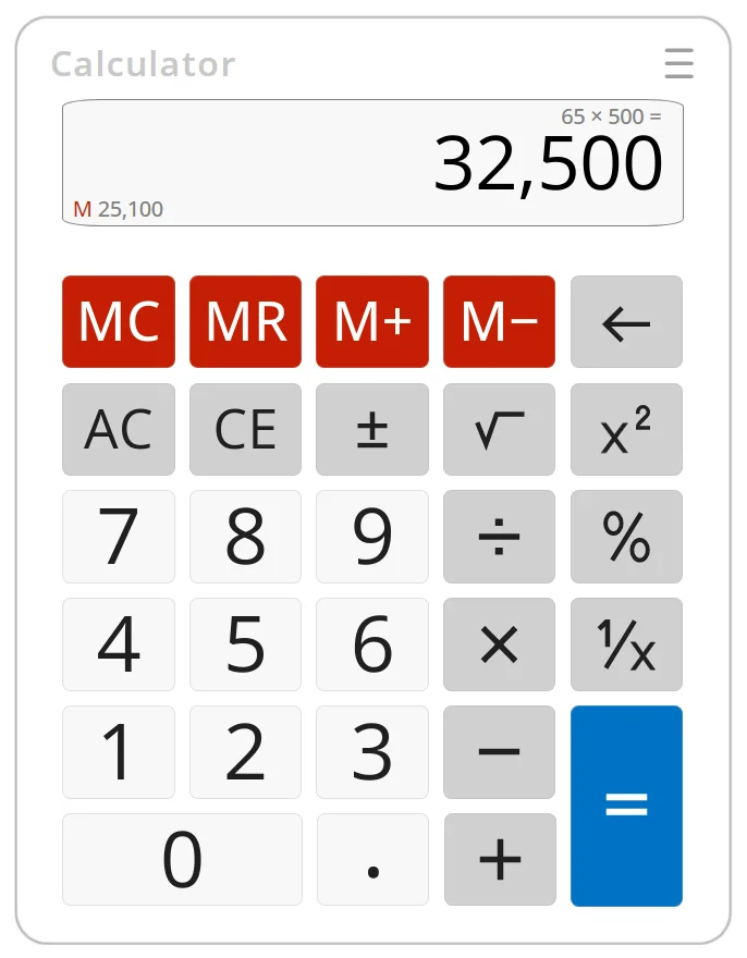 Screenshot of Basic Calculator